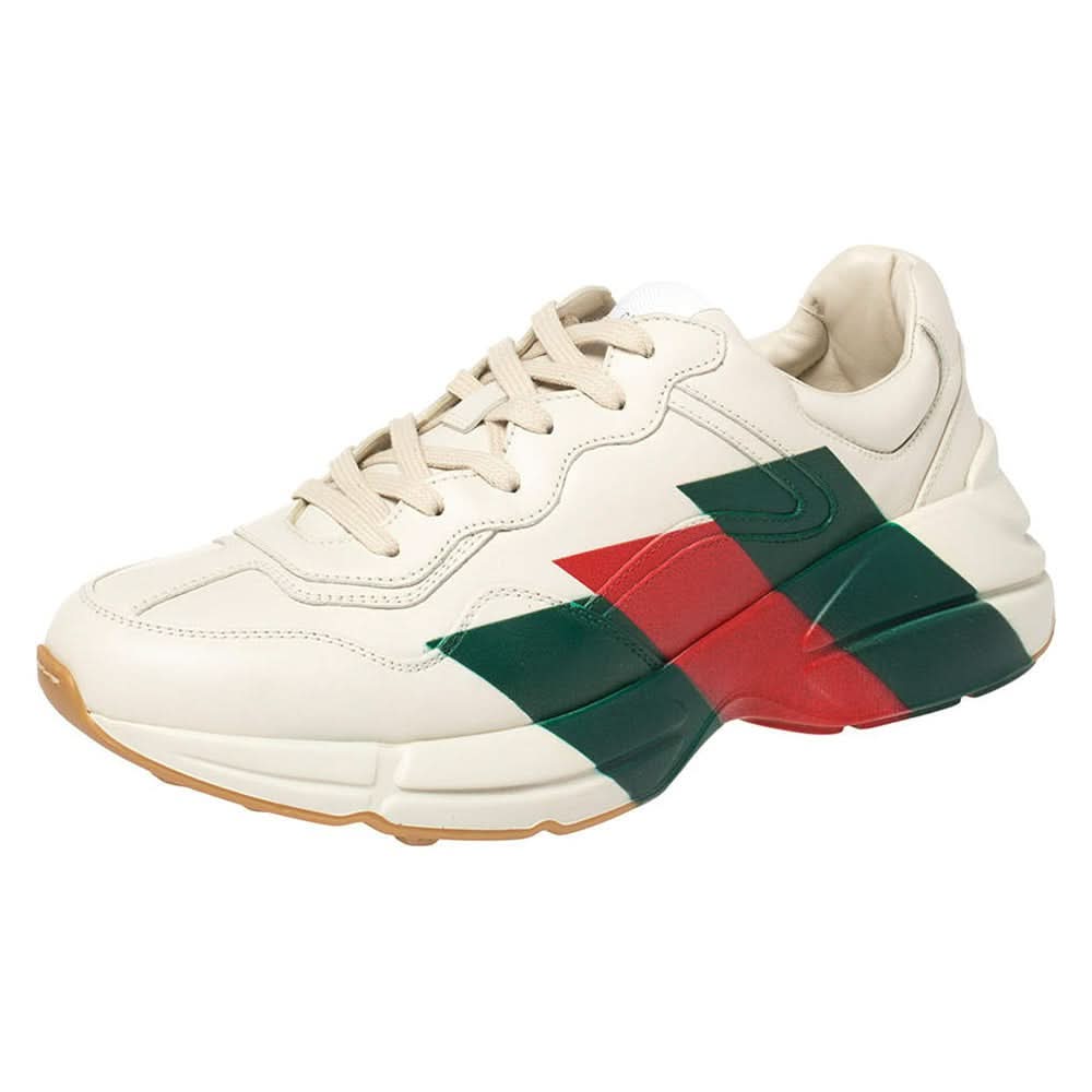 Gucci White Rhyton Web Chunky Sneakers - Copva