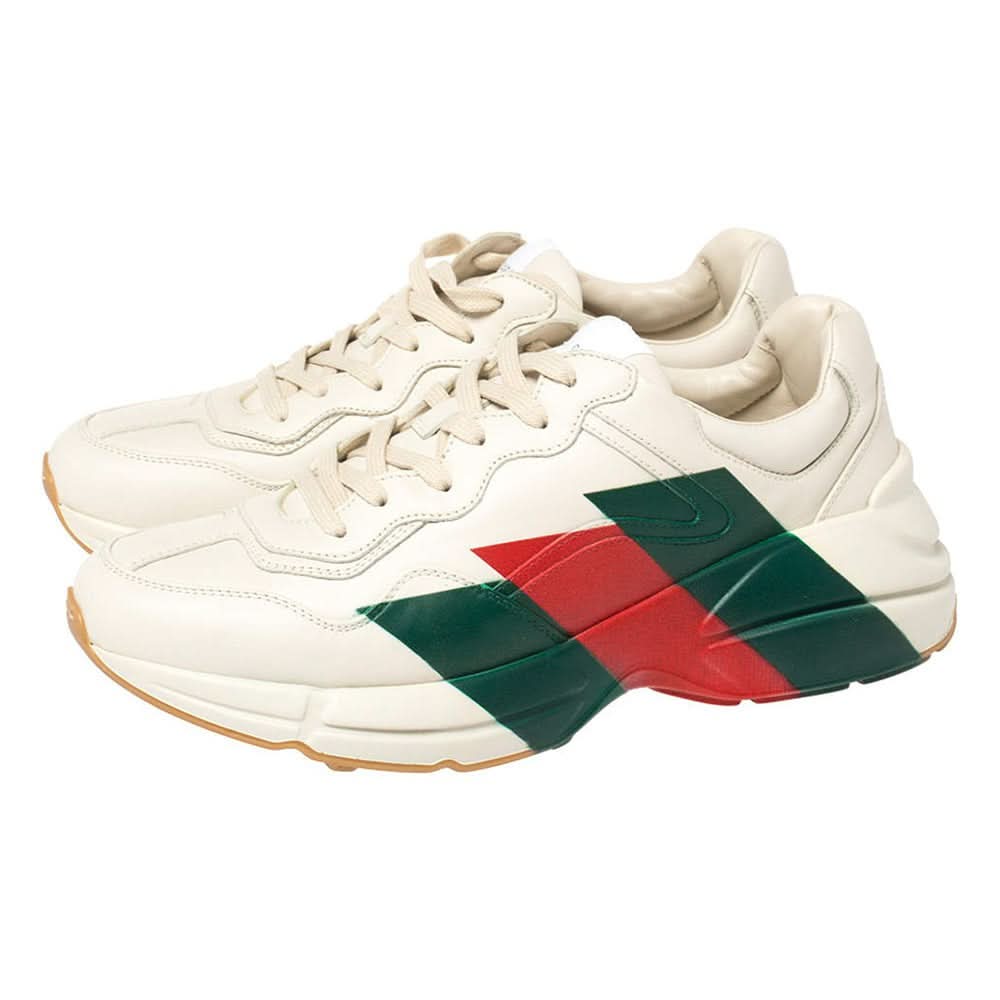 Gucci White Rhyton Web Chunky Sneakers - Copva
