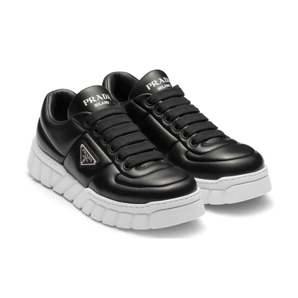 Prada padded leather sneakers 'Black' - Copva